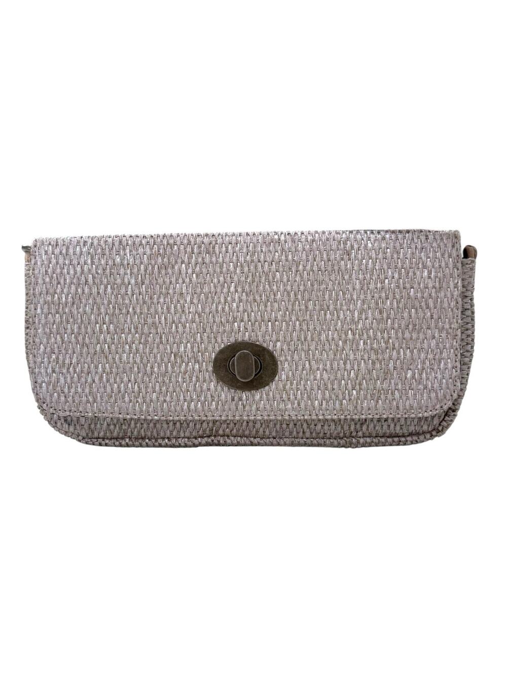 Shiraleah Natural Woven Toggle Clutch Envelope Purse Handbag Tan / Beige